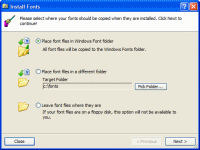PA 7.5 Installing fonts, screen 1
