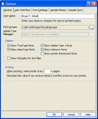 PA 7.5 Options dialog