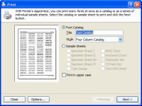 PA 7.5 Printing fonts, screen 1