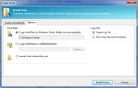 PA 8.0 - Install Fonts dialog - Options