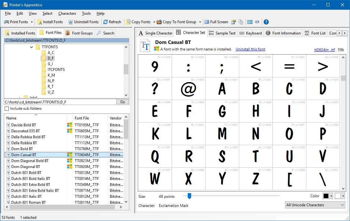 Manage your font files with Printer's Apprentice